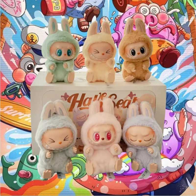 New popular anime character Labubu has a seat series pendant floating doll model toy Kawaii monster replication keychain toy birthday giftXJ250319