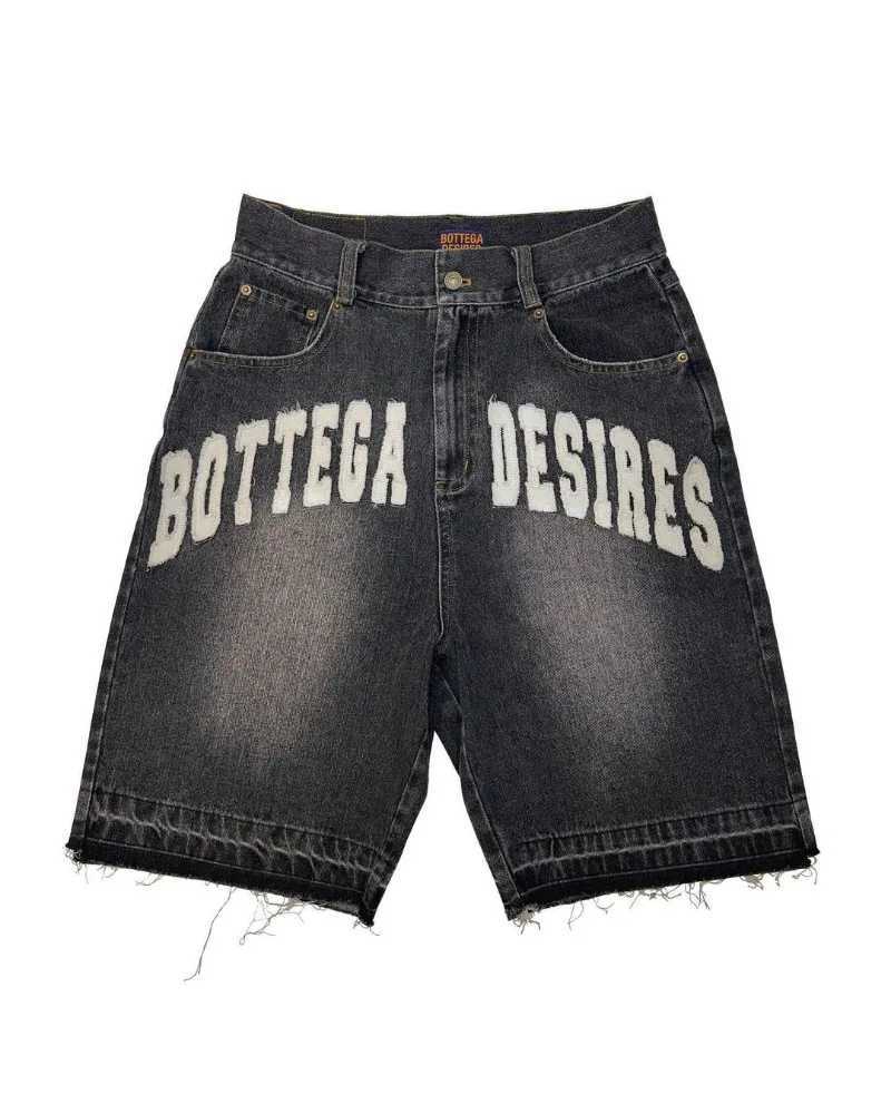 American Street Harajuku Retro Denim Shorts with Letter Embroidery Oversized Jeans Men Y2k Loose Casual Versatile Shorts Women W250319
