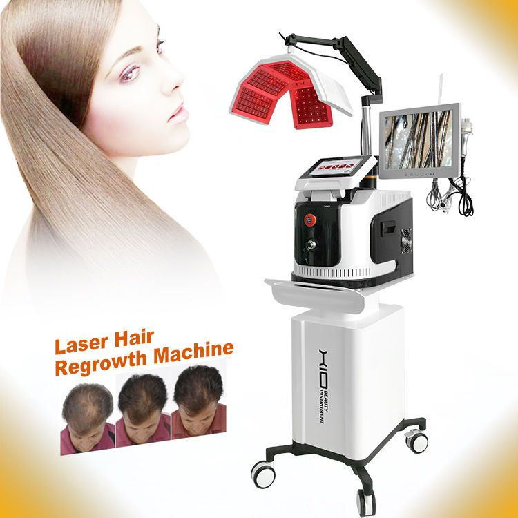 Professional Hair Scalp Treatment Machine with Hair Follicle Detection Analysis Hair Regrowth Machine Scalp Massager 650nm Diode Laser Salon Device