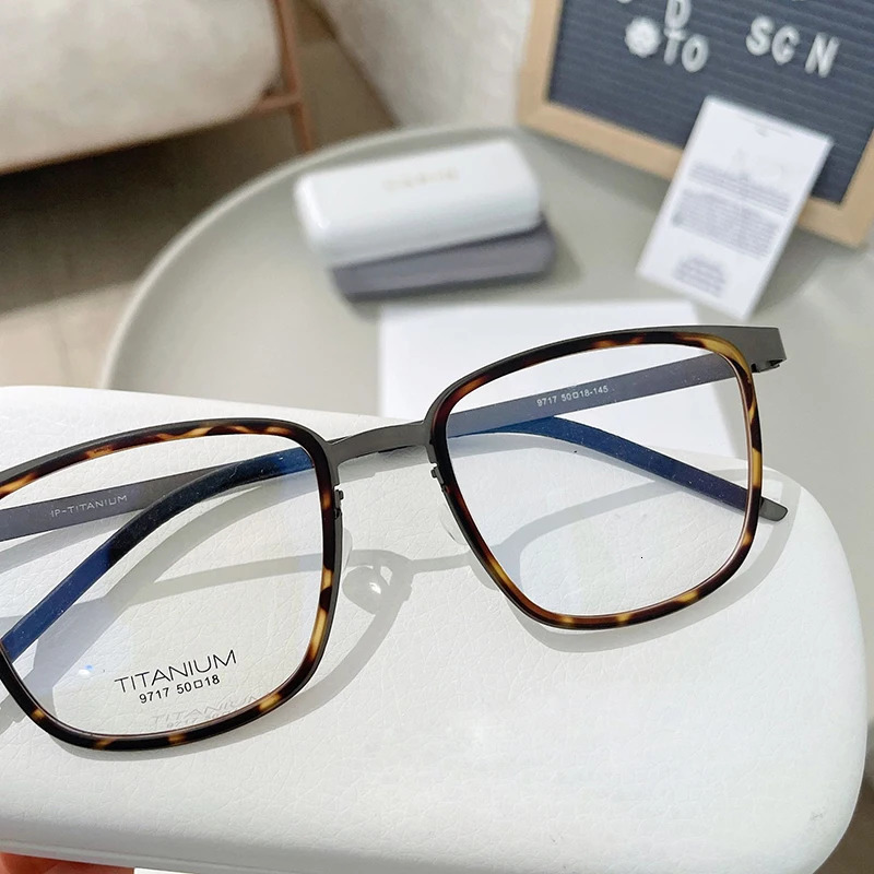 Danish Replica LIND9717 Retro Square Spectacle Frames Screwless Pure Eyeglasses Ultralight Glasses for Man 250228