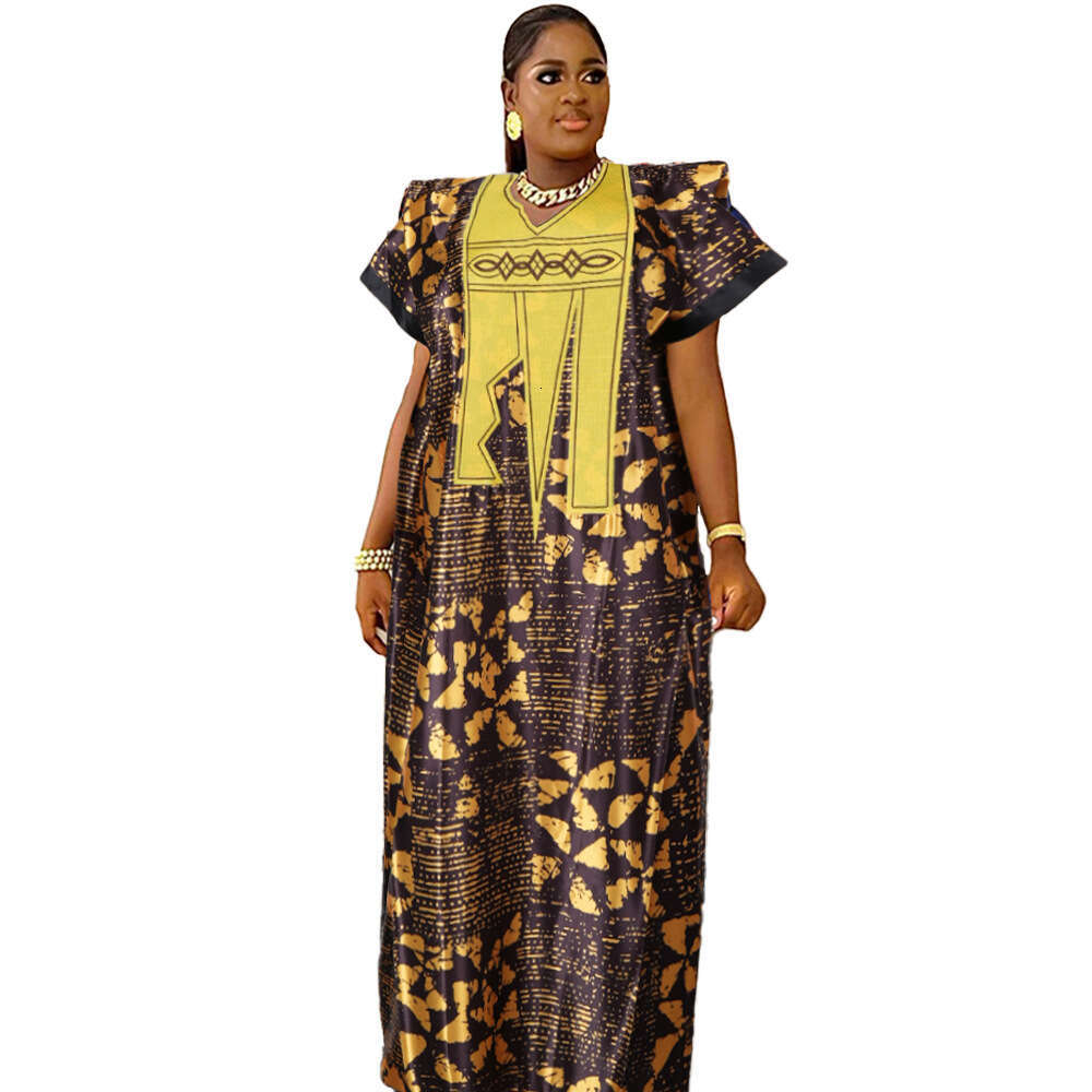 Large Size Long Skirt, New Women's Printed Dress, And Embroidered Muslim Robe