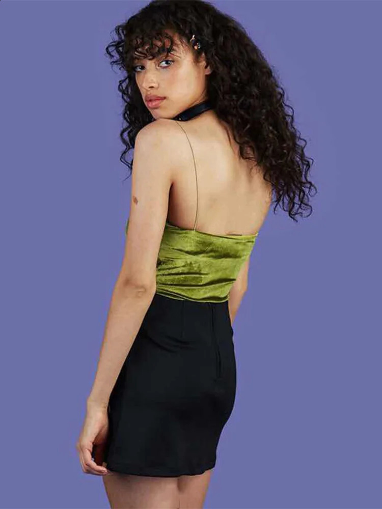 Fashion Sexy Spaghetti Straps Tank Top Velvet Short Crop 7 Colors Boob Tube Bustier Brief Vest Tshirts Tee 250319