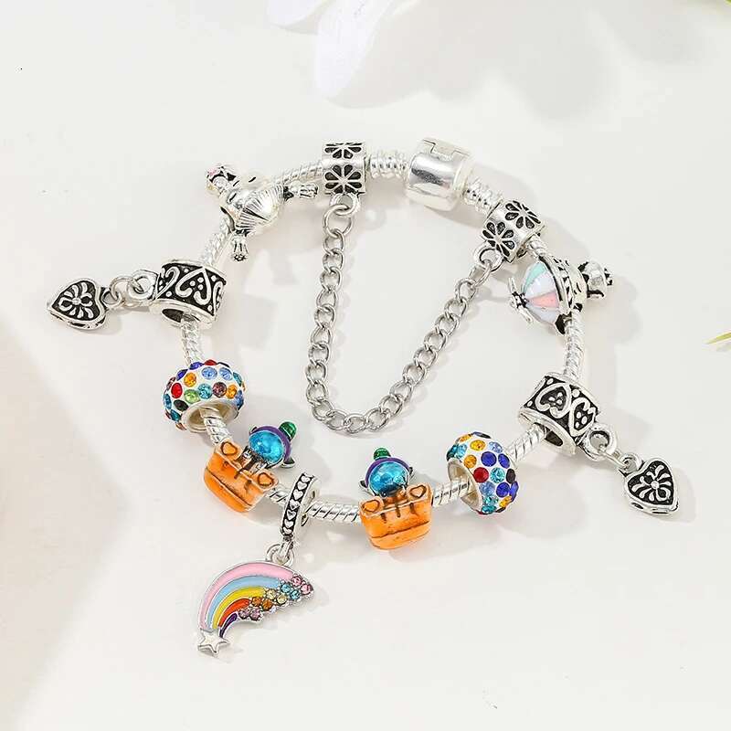 2021 Trendy Rainbow Pendant Charm Bracelet With Colorful Unicorn Beads Bracelets For Women Kids Jewelry Pulseras Special Offer