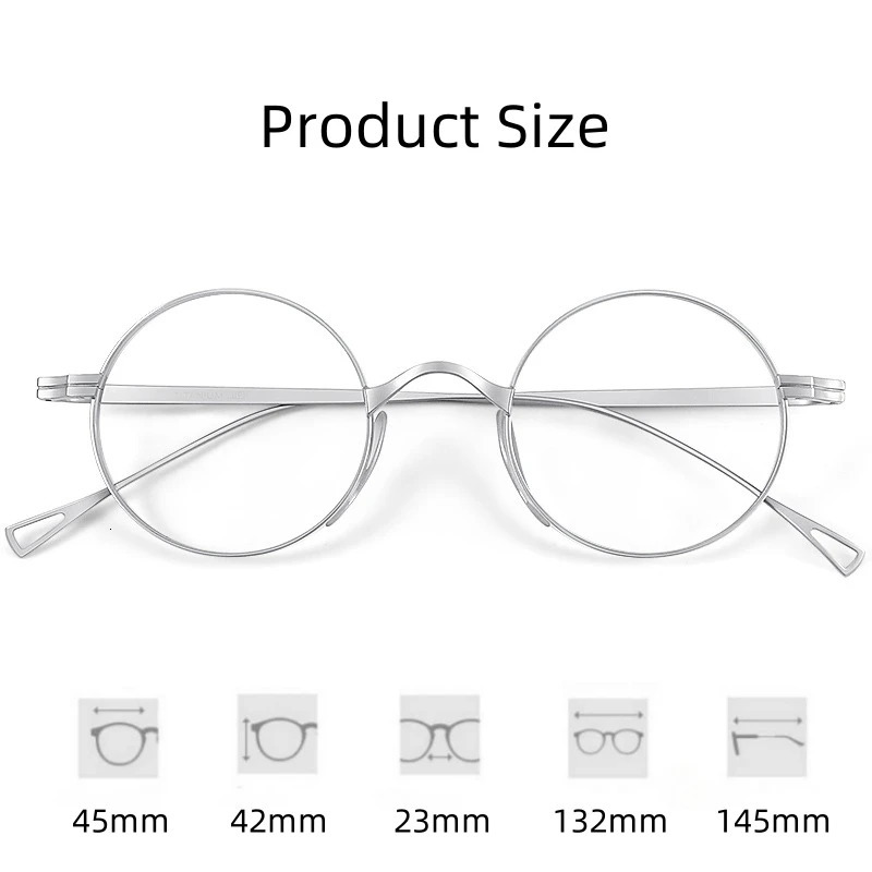 FIRADA Fashion Small Size Eyeglasses Retro Pure Round Eyewear Comfortable Prescription Glasses Frame Men Women S10518-C 250228