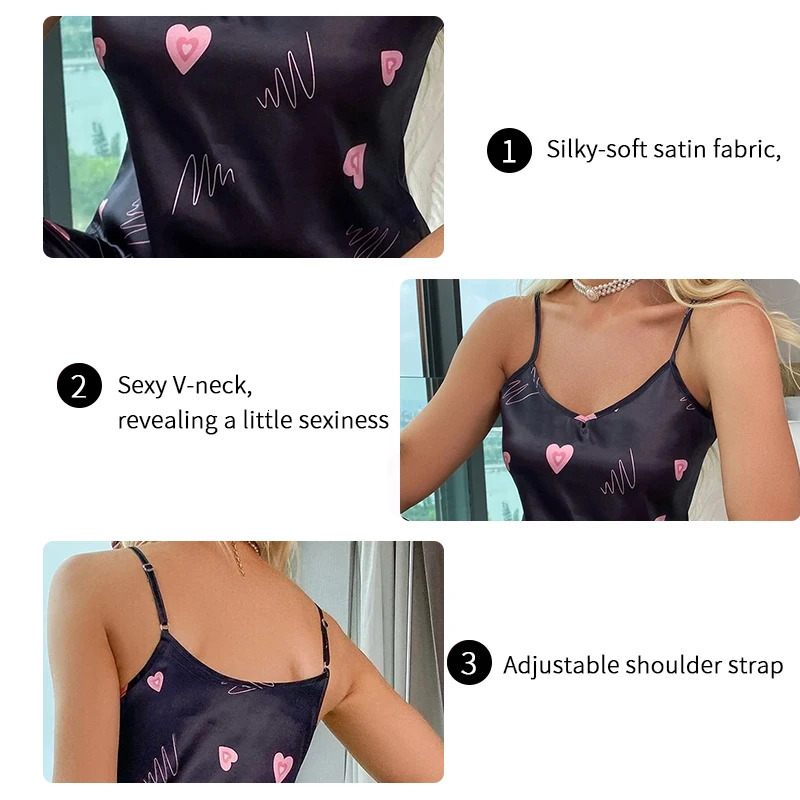 Womens Home Clothes Sexy V Neck Pajama Silk Pajamas Set Sleepwear Satin Cami Vest with Trousers Pajamas 2 Piece Sets Loungewear 250320