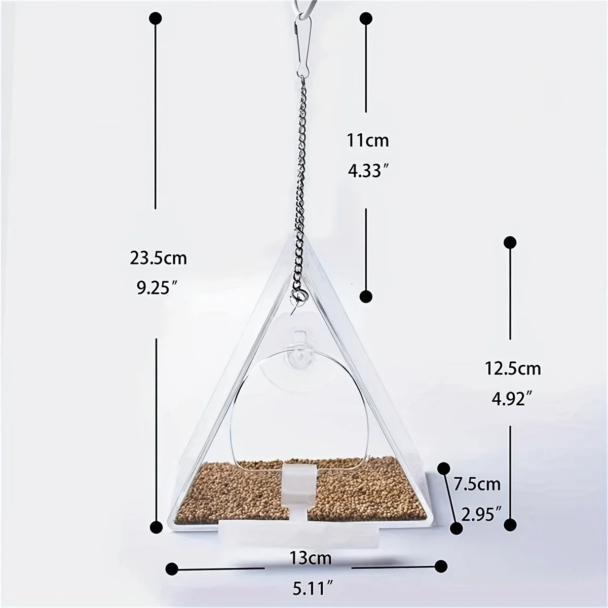 The super strong suction cup and weather resistant n of the triangular acrylic feeder in garden courtyard 250320