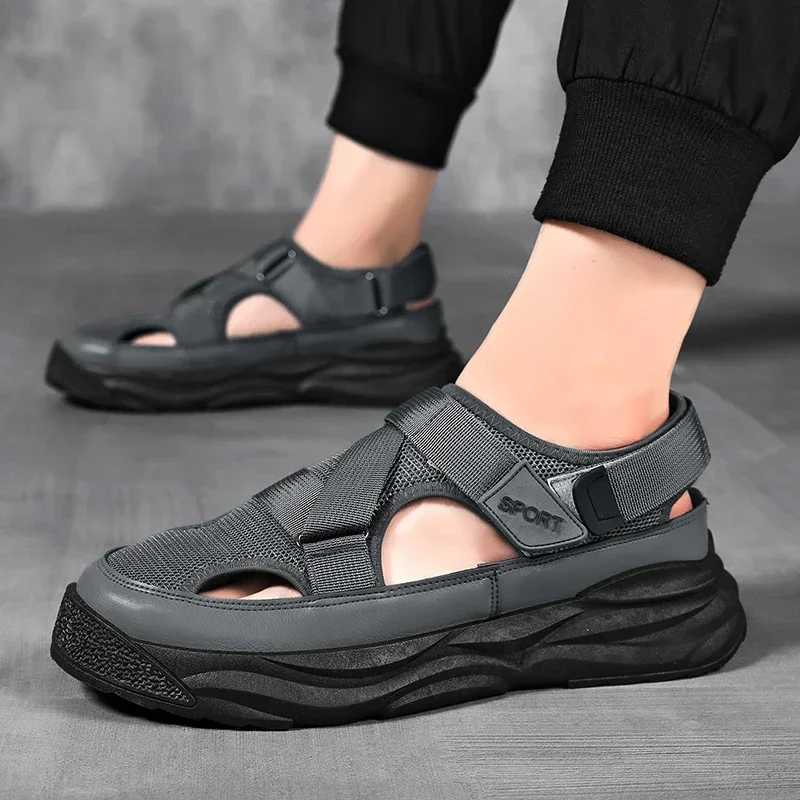 Fi Mens Sandals Summer Hollow Mens Casual Shoes N-Slip Platform Sneakers Mesh Versatile Breathable Running Sneakers Y250320