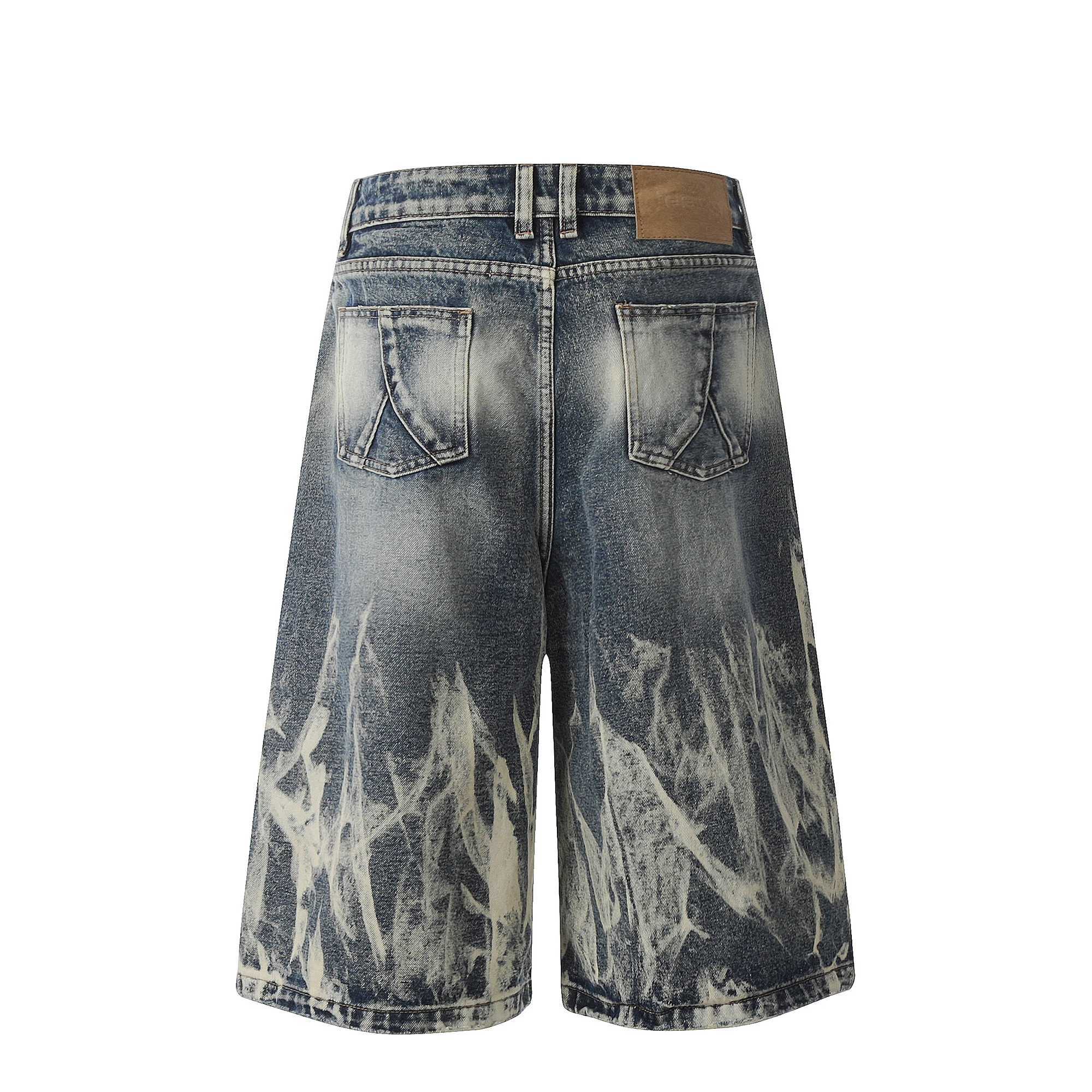 MIJKO Hi Street Blue denim shorts mens 2025 summer loose casual jeans streetwear Harajuku hip-hop shorts W250319