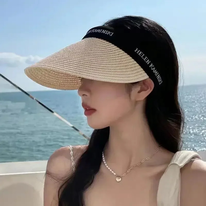 Grass Hollow Hat for Women Summer Beach Sun Protection Sun Shading Hair Hoop Sun Hat Straw Hat 250320