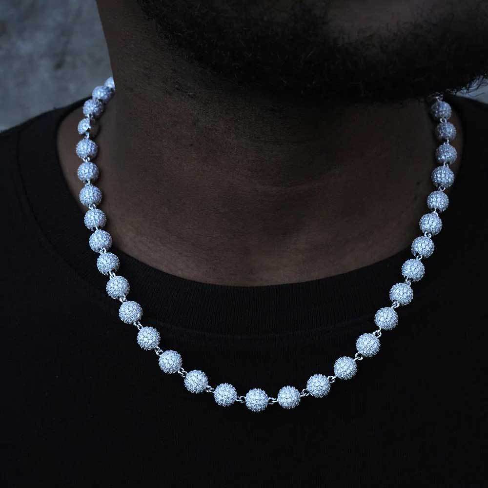 ESKEEM 8mm Ball Shape Link Chain For Women Accessories Iced Out Chain Micro Pave Cz Jewelry Full Diamond Round Bead Necklac