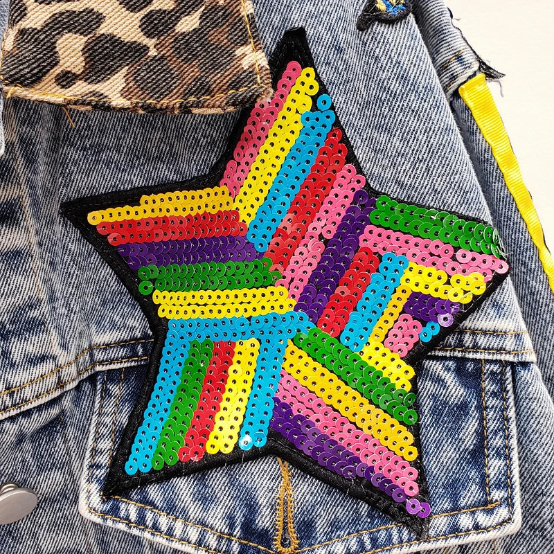 Sparkling loose denim jacket for girls high school party jeans Coats womens womens nightclub jacket Chaqueta Mujer 250317