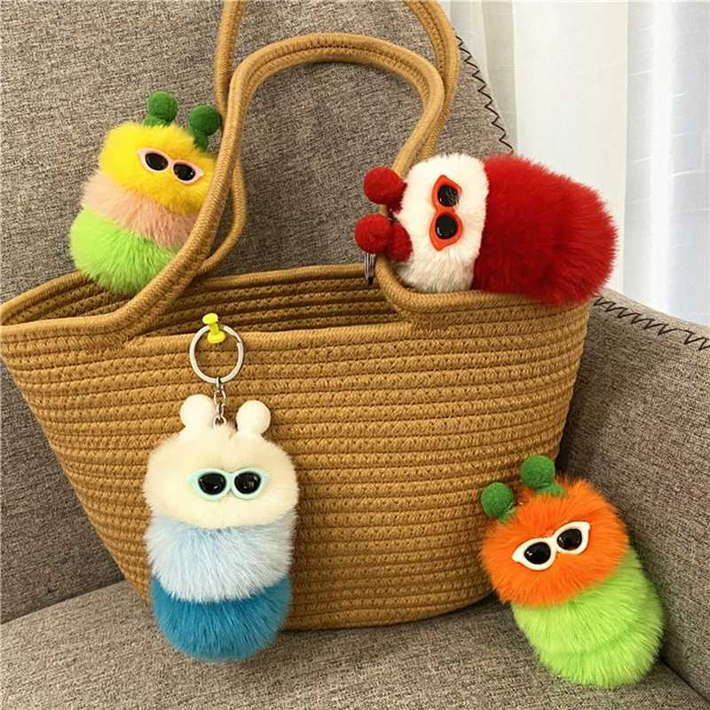 Cartoon Plush Keychain Girl Fun Pong Filling Animal Doll Keychain Backpack Car Pendant Accessories Jewelry GiftsXJ250319