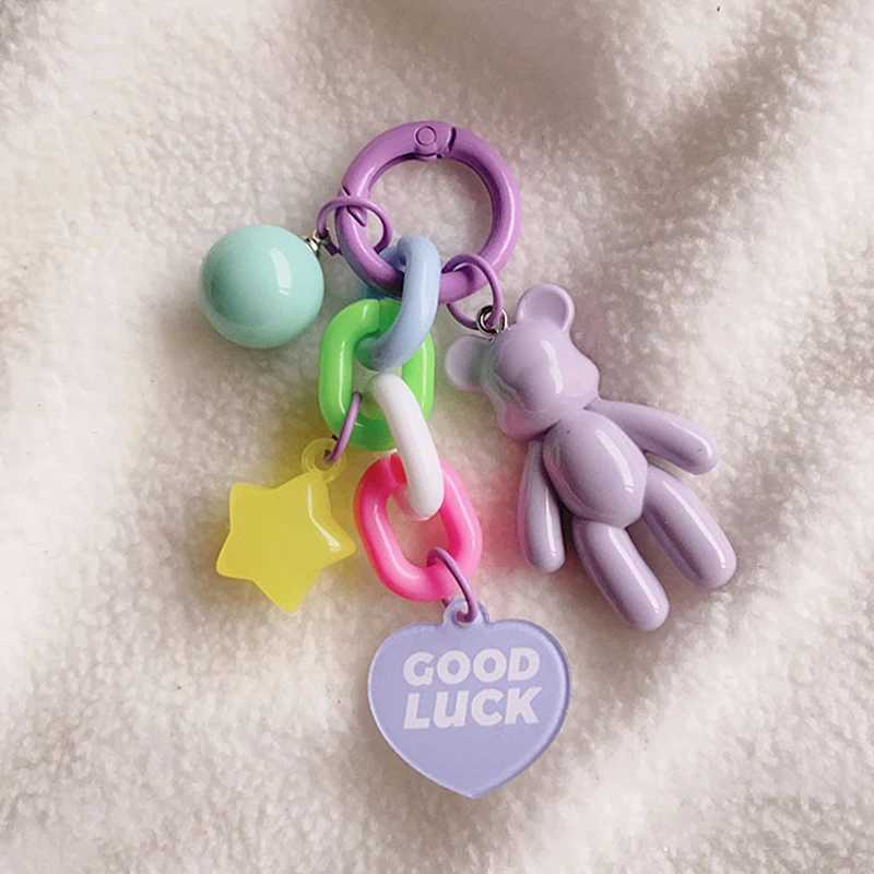 Creative and cute bear keychain colored bear bag decoration accessory suitable for women girls fashionable headphones protective case pendantXJ250319