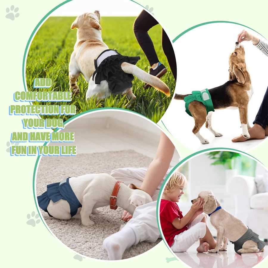 BIAI 1pc Reusable Female Dog Diapers Washable Cloth Diapers with Hook and Loop Waterproof Soft Polyester Fabric Dog Pants Y250320