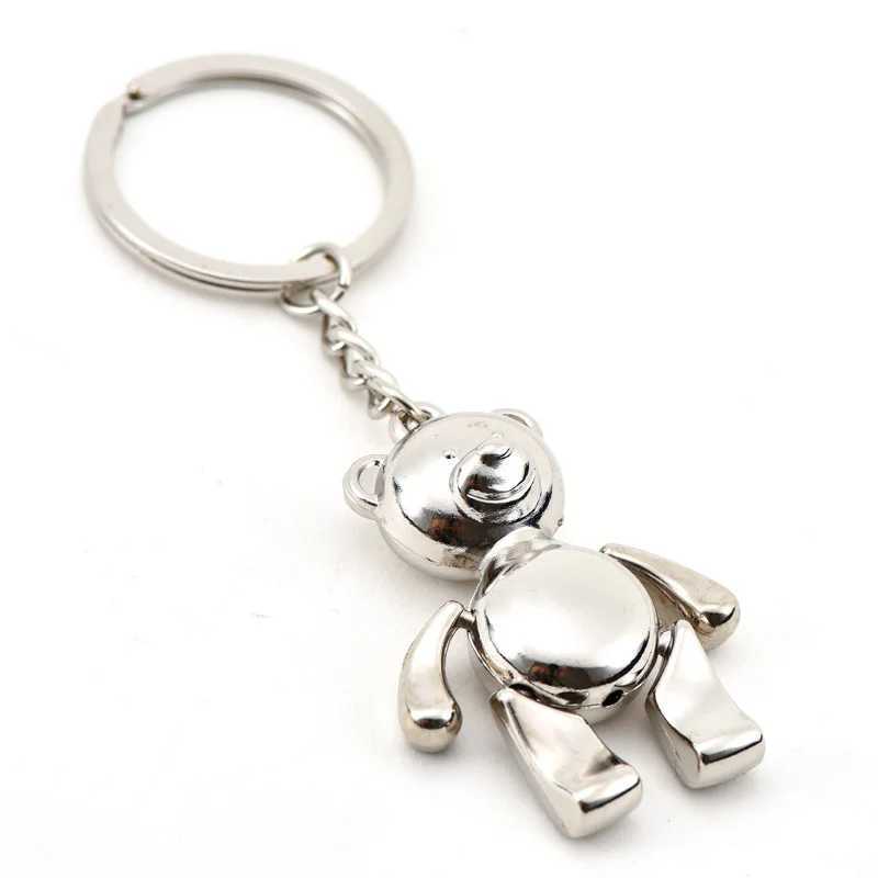 Cute metal mobile bear keychain 3D animal keychain womens car handbag charm accessories keyholderXJ250319