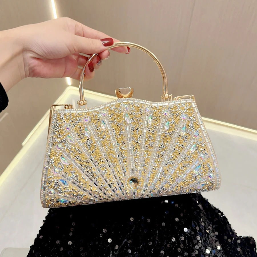 Women Rhinestones Top Handle Handbags Stones Evening bag Wedding Party Clutch Bridal Tote Ladies Metal Chains Crossbody Bags sac R250320