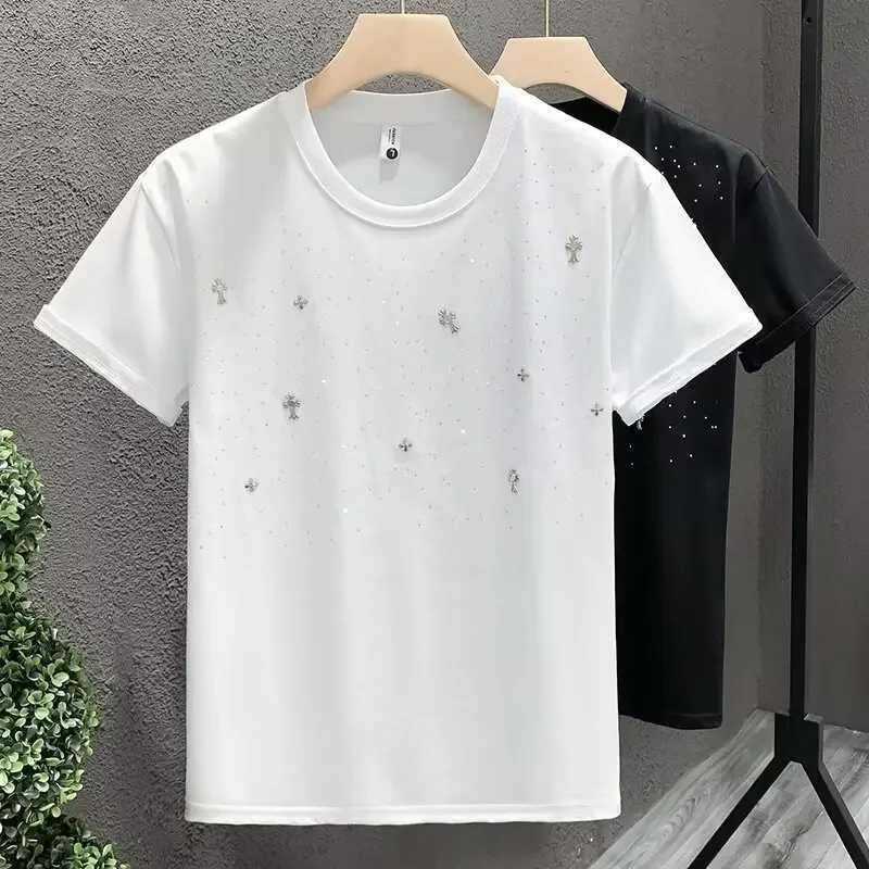 Summer New Mens Short sleeved T-shirt Trendy Brand European and American Hip Hop Style Round Neck Bottom Top Short SleeveT250319