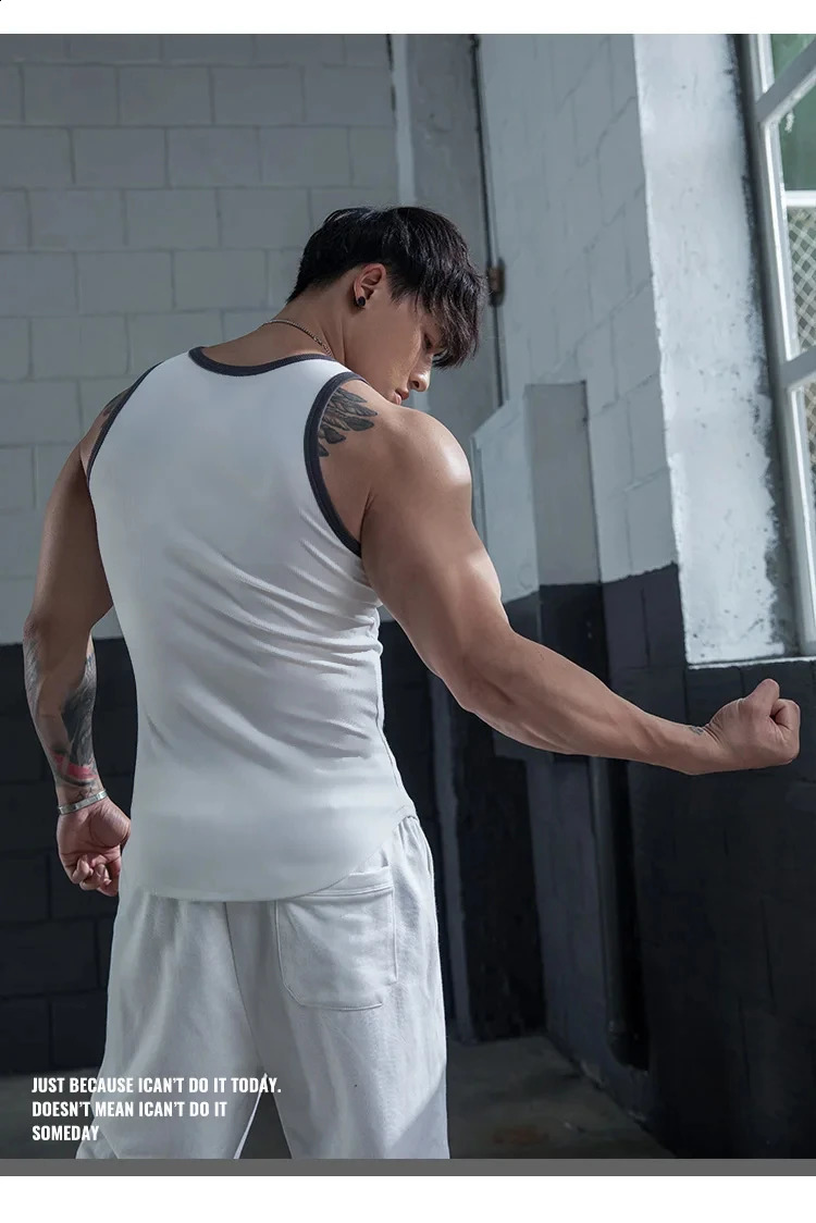 Mens sleeveless tight fitting legs top of the line fitness dry speed running short sleeved muscle exercise summer 250319