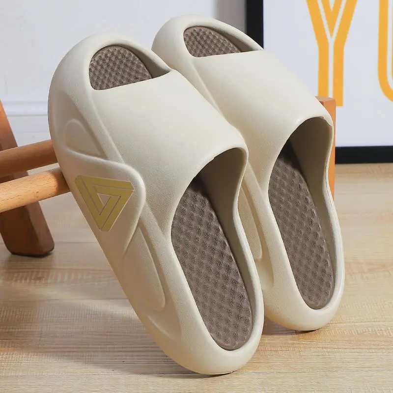 New summer mens massage slider indoor and outdoor sandals casual shoes anti slip Eva platform soft bottom slider flip cover Y250320