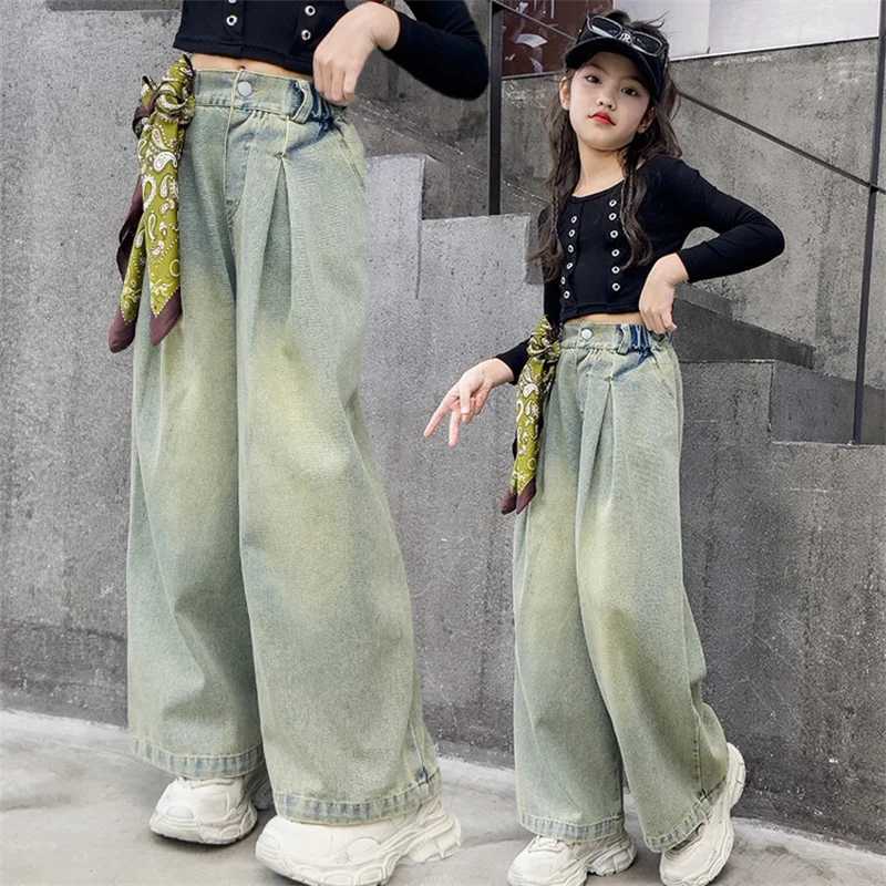 New fashion jeans for spring 2024 suitable for girls aged 6-15T250326