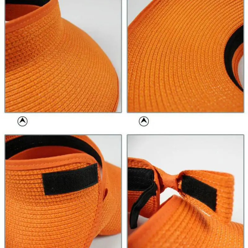 Spring Summer Visors Cap Foldable Wide Large Brim Sun Hat Beach Hats for Women Straw Hat Wholesale Chapeau 250320