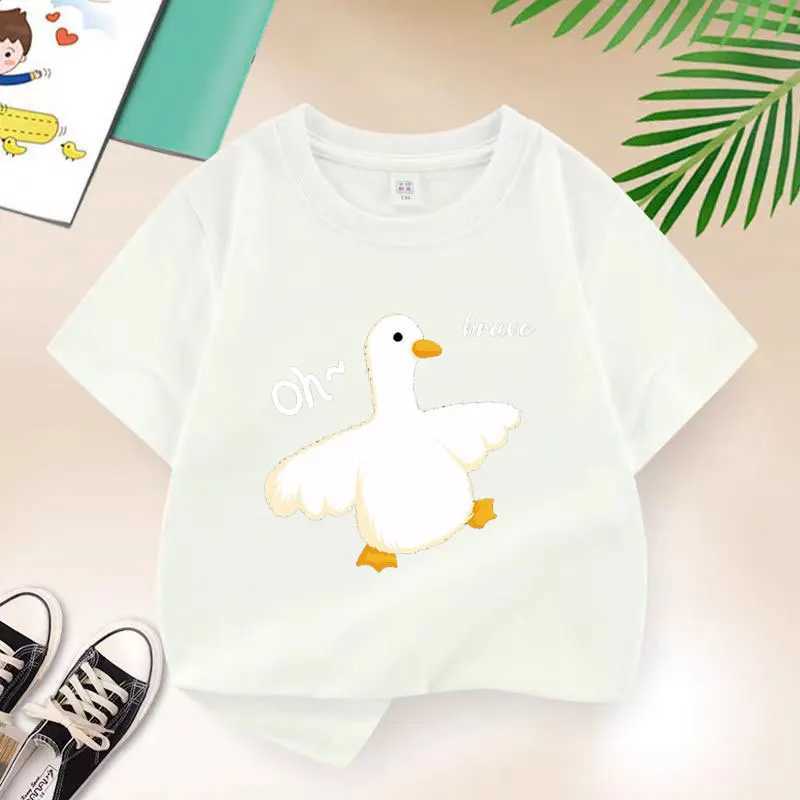 Y2K Top Little Duck Baby Graphic Printed T-shirt for Girls Purple Cotton Baby Childrens T-shirt Summer Cute Cartoon T-shirt YellowT250320