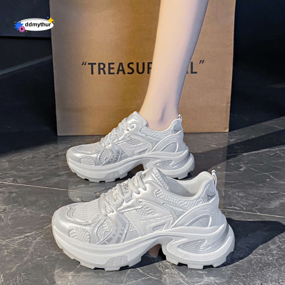CRLAYDK Fashion Women's Chunky Wedge Sneakers Mesh Breathable Casual Platform Dad Shoes Height Increase Lace Up Walking Tennis ddmythur