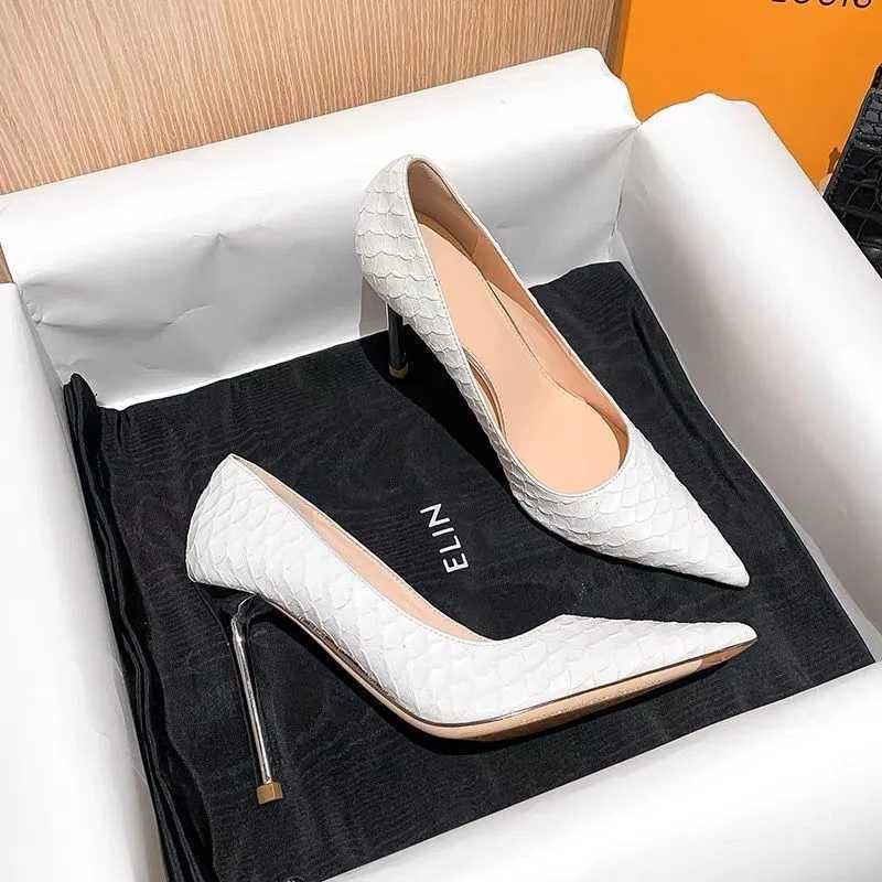 New white ultra-high slim high-heeled shoes with H-pump Abstract Point toe thin heel party shoes Wan high heel workwear shoes Y250319