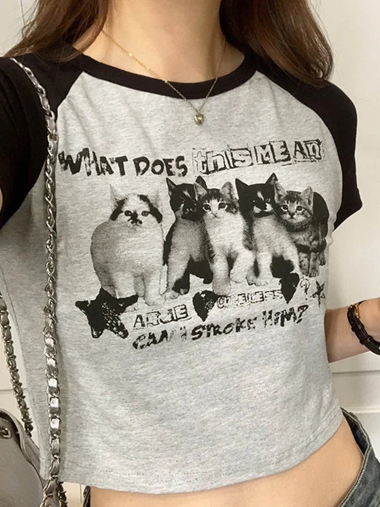 Women T-Shirt Y2k Print Slim Graphic Summer Korean Fashion Harajuku Streetwear Short Sleeve Aesthetic Clothes 250320