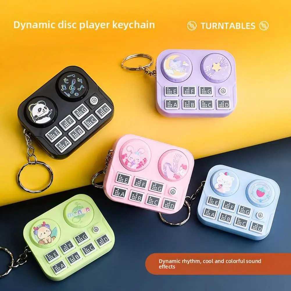1pc Mini Music DJ Disc Player Keychain Musical Instrument Sound Button Toy Games Childrens Educational Toy Bag Pendant KeychainXJ250319