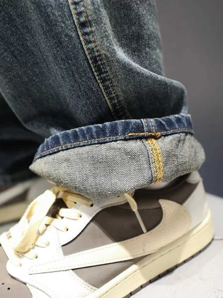 Mens Baggy Ripped Jeans Fashion Hip Hop Hole Streetwear Distressed Washed Trousers Straight Loose American Denim PantsT250319