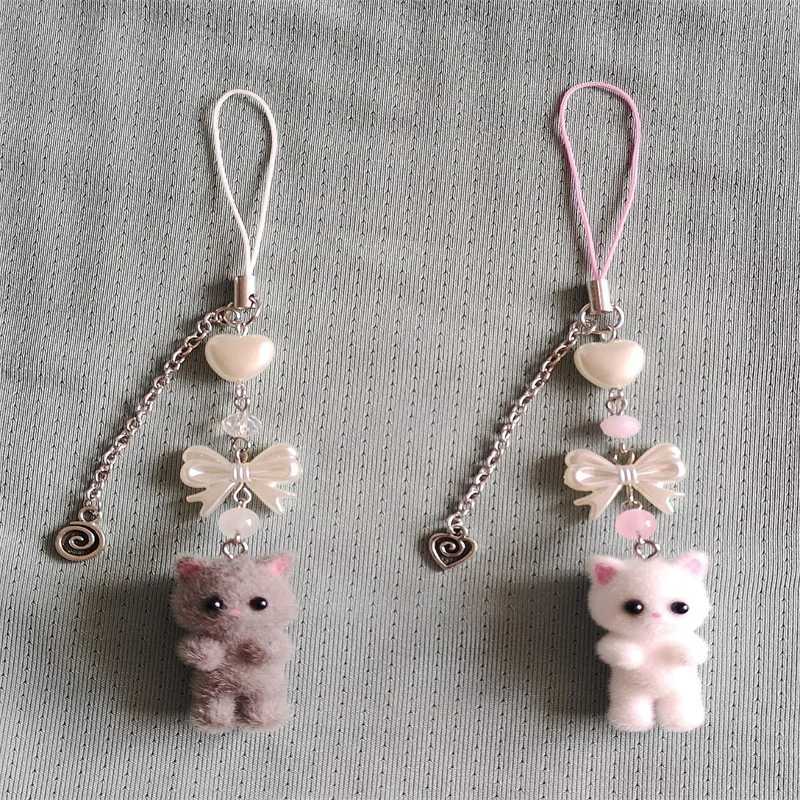 Baby calico critters matching phone charm cottage core cute kitten keychain y2k handmadeXJ250319