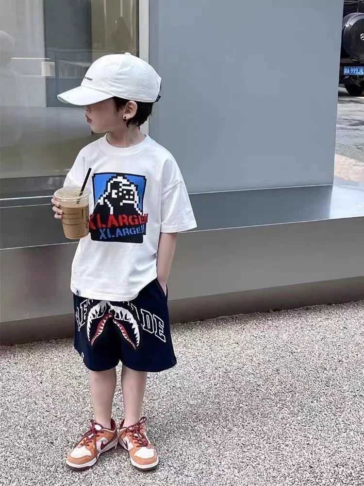 2024 New Childrens Cartoon Animal T-shirt Popular Printing Anime Style Summer Cotton Top Graphic T-shirtT250320
