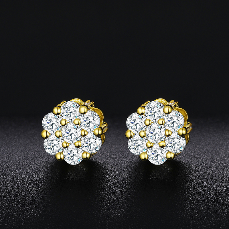 Unisex Fine Hip Hop Jewelry Moissanite Earrings For Women 925 Stud Earrings