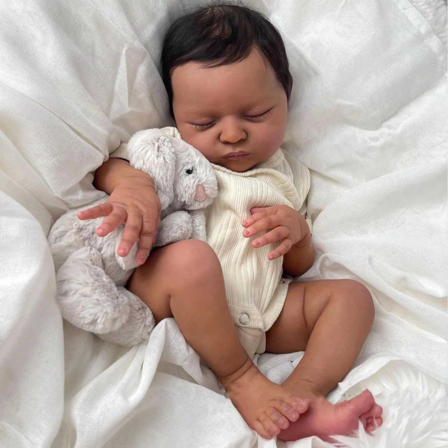 50cm soft silicone sleep regeneration black baby art doll toy girl 20 inches like real cloth body doll birthday gift W250320