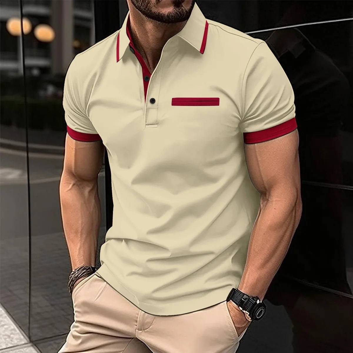 Solid Coloured Printed Polo Mens Clothing Simple 3D Print T-shirts for Men Breathable Mens Short Sleeve Polo Casual Loose Tops 250319