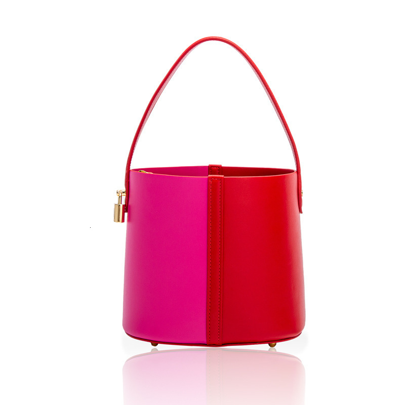 2025 Spring New Fashionable Simple Double Color Casual Niche Design Versatile Women's Bucket Bag Handbag