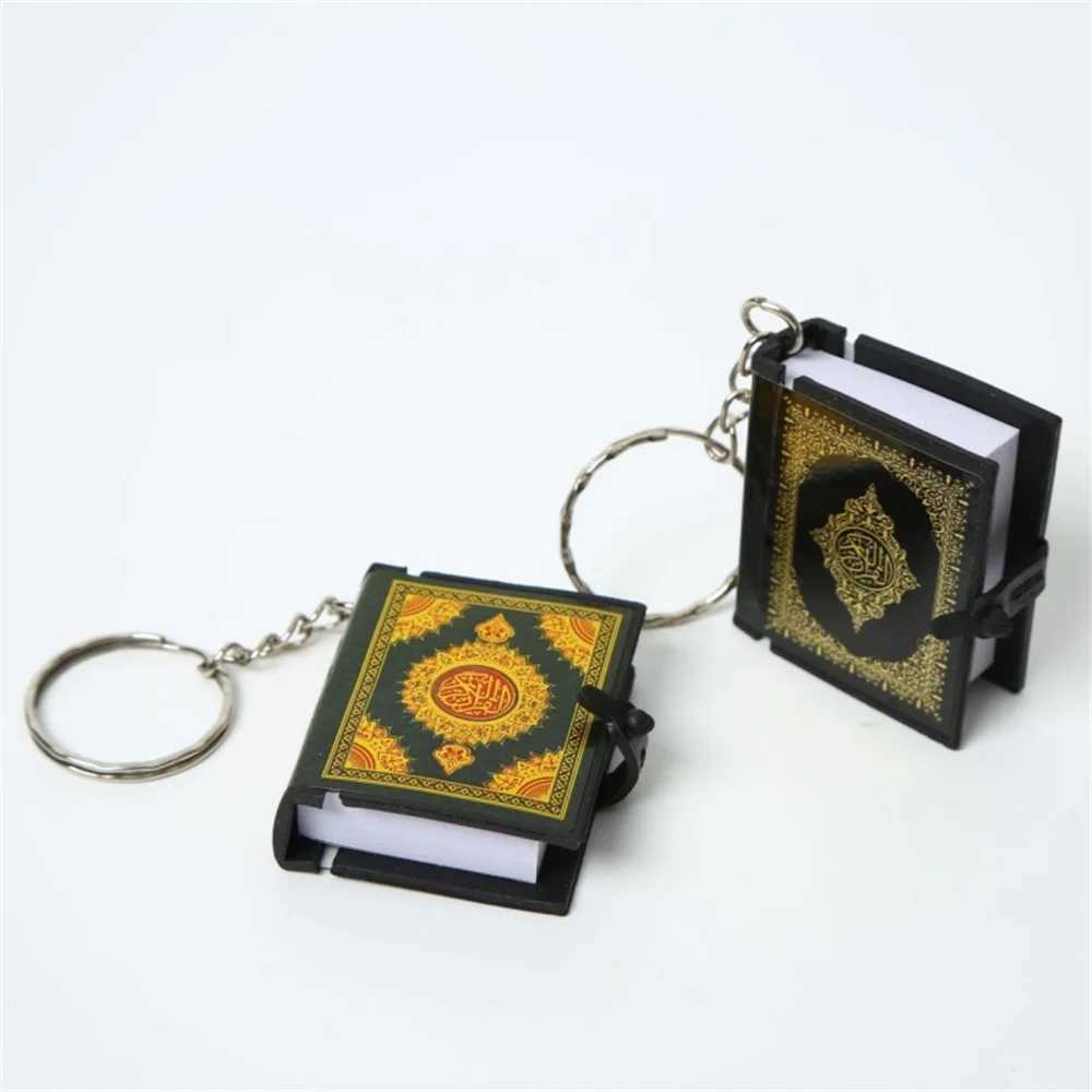 1 resin Islamic mini ark Quran key chain Muslim real paper readable pendant key ring key chain religious jewelry giftXJ250319