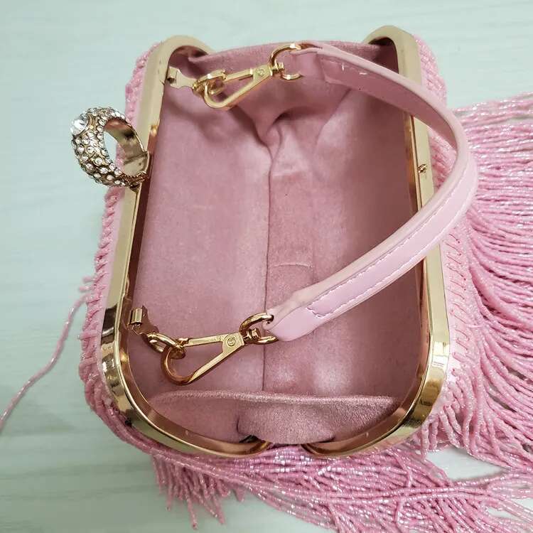 Tassels Ring Clutch Bag Women Vintage Shoulder Clutches Purse Female Sliver Fashion Party Wedding Chain Evening Bags
