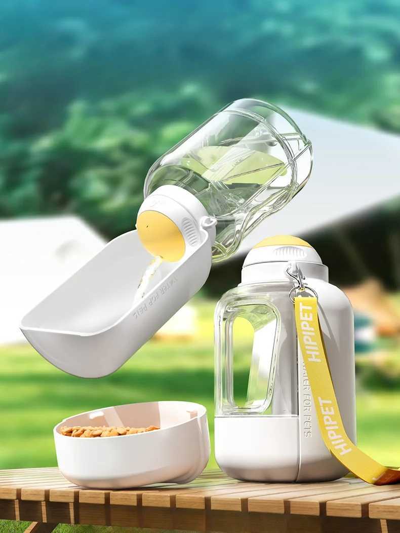 New dog ton large capacity pet out drinking pot cat water dispenser portable water cup water and food integrated bowl Y250319