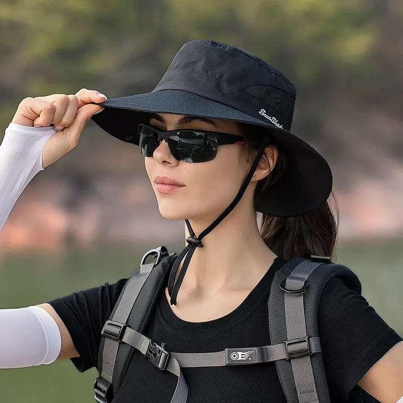 Xinbaoguan 100% Polyester Summer Outdoor Sun Hat Breathable Sun Hat Folding Sun Hat Female Ponytail Hole Fisherman Hat 250320