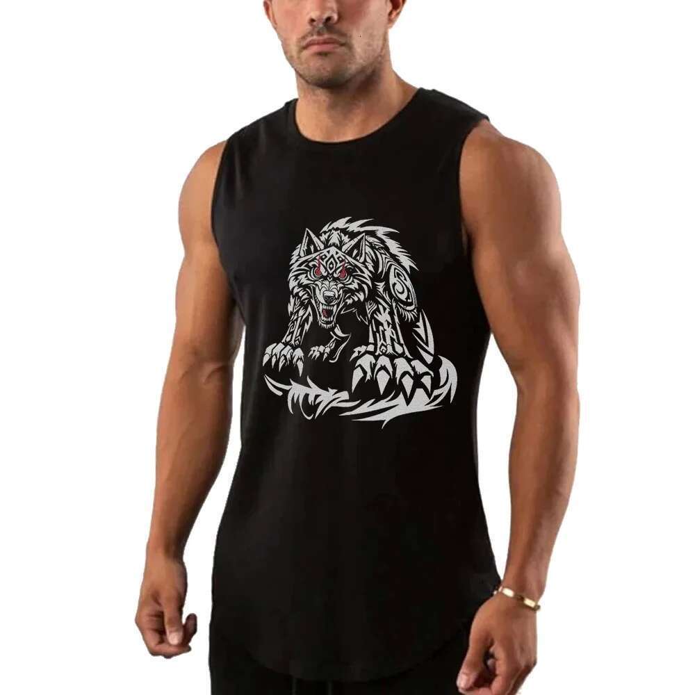 Men's fighting sports vest, fashionable breathable gym T-shirt, casual, round neck, sleeveless shirt, quick drying fitness vest, summer