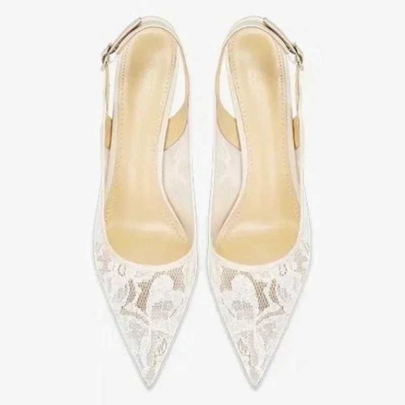 Baotou Sandals Wen Spring/Summer 2025 New Style Shallow Mouth Sexy Thin High Heel High H-Angle Mesh Breathable Single Shoe Y250319