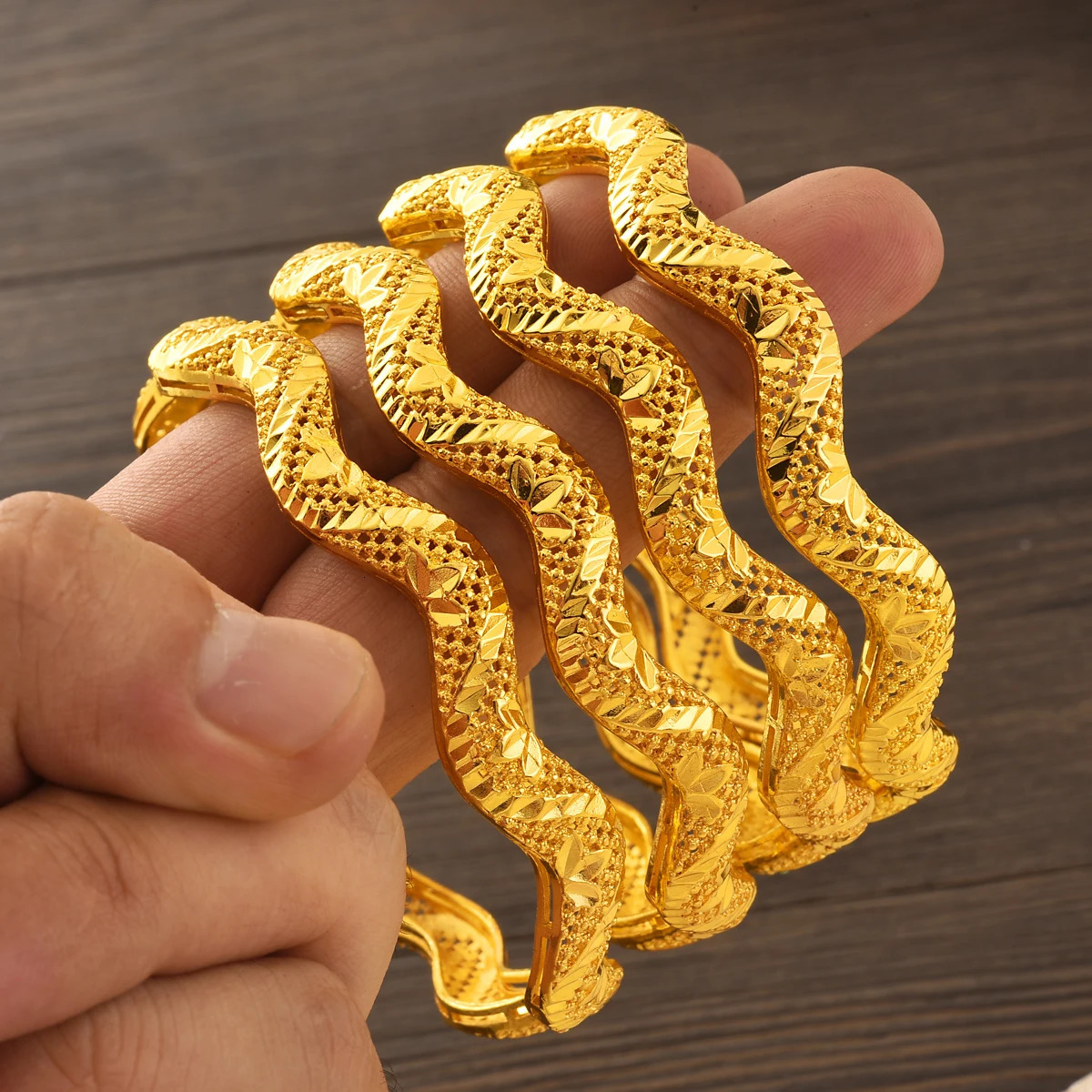 African Gold Color Bangles For Women Dubai Bracelet Jewellery Women Ethiopian Bride Wedding Bracelet Gifts#048 250320