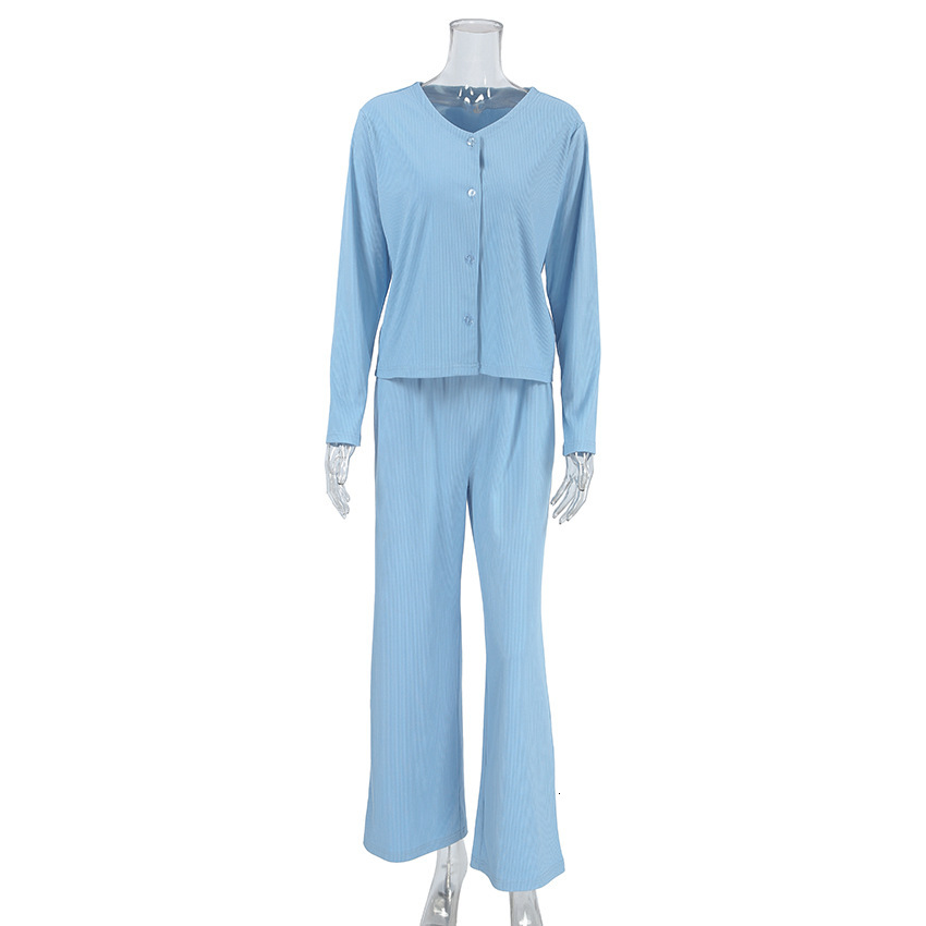 Summer 2025 New Product Autumn Warm Skin friendly Cardigan Long Sleeve Pants Set Knitted Women's Pajamas