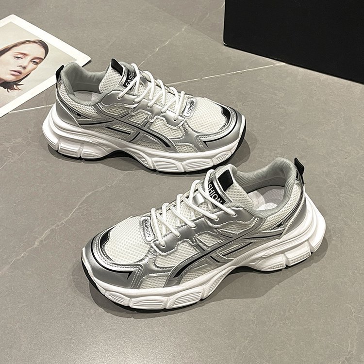 Women's dad shoes, low-top lace-up casual shoes 2025 new style mesh running shoes for women casual sports shoes