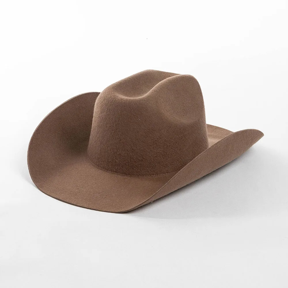 Pink 100% Wool Cowboy Hat Womens Mens Fedora Party Cowboy Hat Outdoor Sunshade Warm Hat Cavalier Hat 250320