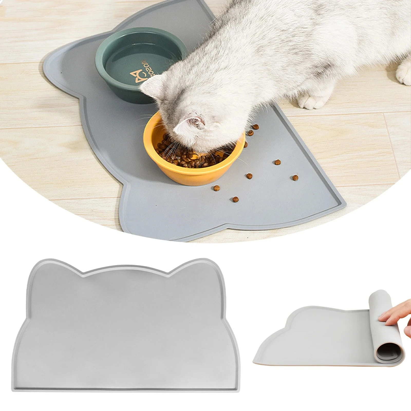 Waterproof pet mat used for dogs cats solid color silicone food mats bowls beverage portable dog feeding 250312