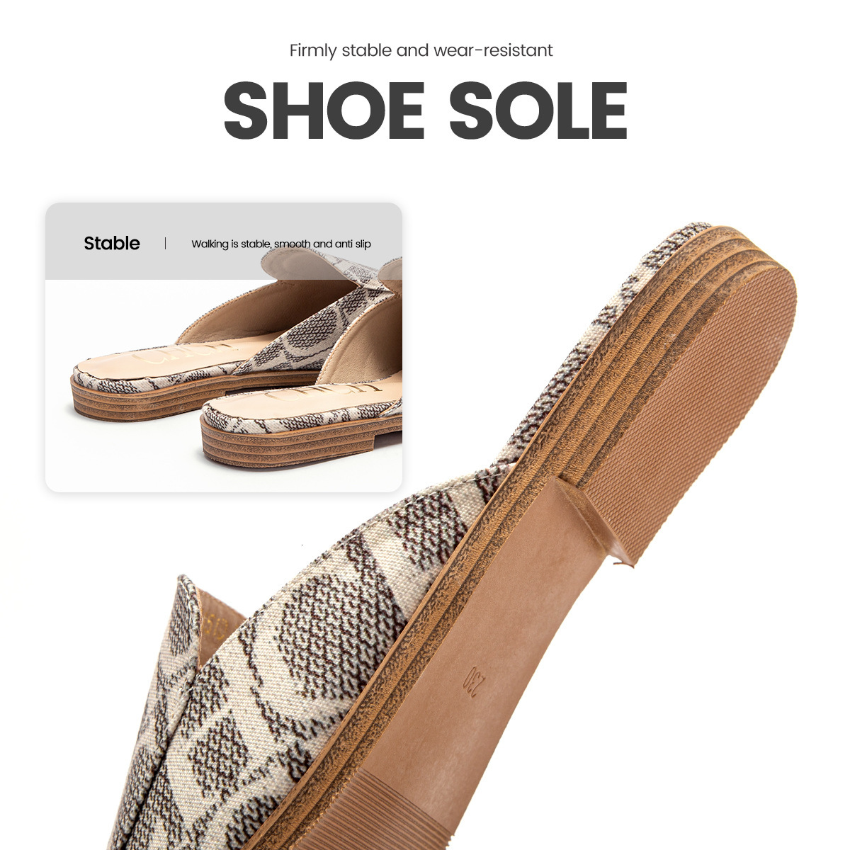 Designer CHCH Letter Printed Women's Fashionable Single Shoes With Simple Design, Versatile Outdoor Slippers, Comfortable