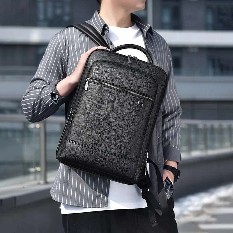 Executive Backpack Men PU Leather Satchel USB Charging Briefcase Travel Laptop Office Business Shoulder Back Pack Male